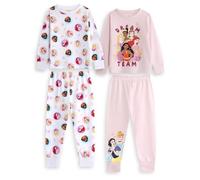 Disney Confezione Multipla di 2 Pigiami a Maniche Lunghe e Gambe Lunghe per Bambine, Modello Principessa Rosa | Design Grafico e Cartoon Dream Team | Abbigliamento da Notte per Bambini