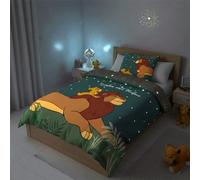 Disney - Copripiumino Re Leone Simba e Mufasa - 140 x 200 cm + 1 federa - Brille in Le Noir - 100% Cotone - Blu marino