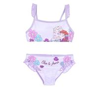 Disney Costume da Bagno Bikini 2 Pezzi per Bambine Frozen, con Elsa e Anna, Decorazioni Floreali e Volant (IT, età, 8 Anni, Regular, Lilla)