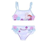 Disney Costume da Bagno Bikini 2 Pezzi per Bambine Frozen, con Elsa e Anna, Decorazioni Floreali e Volant (IT, età, 8 Anni, Regular, Blu)