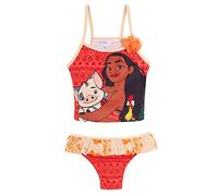 Disney Costume da bagno da bambina Moana Tankini a due pezzi deluxe per piscina e spiaggia, Arancione, 9-10 Anni