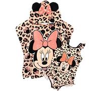 Disney Costume da bagno e asciugamano con cappuccio poncho Minnie Mouse Girl, Colore: rosa., 3-4 Anni