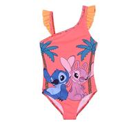 Disney Costume da Bagno Intero con Stitch e Angel per Bambine, con Spalline Asimmetriche e Volant