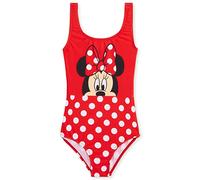 Disney Costume da Bagno Piscina Bambina, Costume Intero, Costume Mare Bambina Set (Rosso Minnie, 5-6 Anni)
