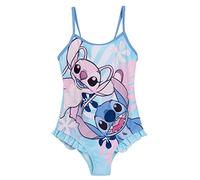 Disney Costume da bagno Stitch per ragazze, costume da bagno Angel Un pezzo per bambini, abbigliamento da spiaggia e piscina., blu, 11-12 Anni