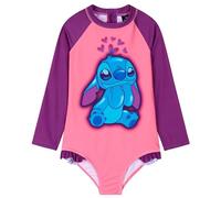 Disney Costumi Interi da Bagno per Bambine, Costume da Bagno Manica Lunga Set (Rosa Stitch, 9-10 Anni)