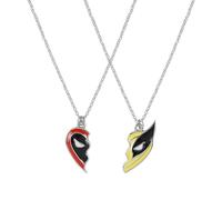 Disney Deadpool & Wolverine - Set di collana con ciondolo a forma di cuore diviso in inglese "Best Friend, Misura unica, Costume/Rodio imitazione, Nessuna pietra preziosa