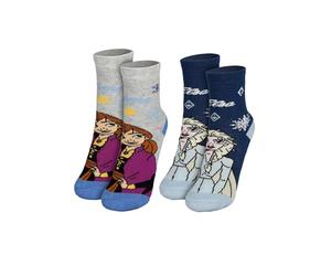 Disney Die Eiskönigin ABS Calzini per ragazze - Frozen - Calzini antiscivolo per bambini, colore grigio/blu (confezione da 2), grigio/blu, 23-26