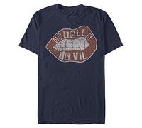 Disney Dnca-Red Lip Embroidery Organic Short Sleeve T-Shirt, Navy Blue, S Unisex