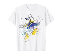 Disney Donald Duck Jumping For Joy Paint Splatter Portrait Maglietta