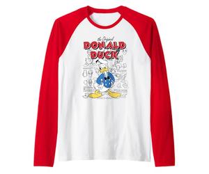 Disney Donald Duck Original Donald How To Draw Background Maglia con Maniche Raglan