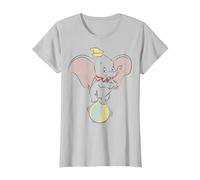 Disney Dumbo Ball Balancing Portrait Maglietta, Donna, Argento, S