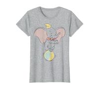 Disney Dumbo Ball Balancing Portrait Maglietta, Donna, Grigio Melange, M