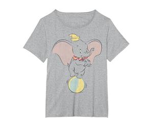 Disney Dumbo Ball Balancing Portrait Maglietta, Donna plus-size, Grigio Melange, 5X