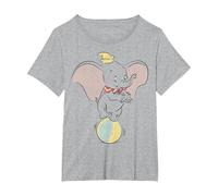 Disney Dumbo Ball Balancing Portrait Maglietta, Donna plus-size, Grigio Melange, 6X