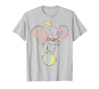 Disney Dumbo Ball Balancing Portrait Maglietta, Uomo, Argento, L