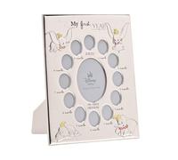 Disney - Dumbo - Cornice portafoto rettangolare a 12 aperture 'My First Year' in vero argento - Made in Italy - Licenza ufficiale Disney - Retro in legno autoportante - Primi anni - asilo bambini