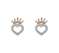 Disney E905643TZWL-B.PH - Orecchini a perno in argento Sterling placcato oro 18 carati a forma di cuore, taglia unica, in argento Sterling, con zirconia cubica