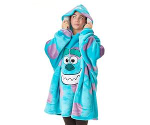 Disney Felpa con Cappuccio Coperta indossabile Unisex Monsters INC | Pullover con Cappuccio per Adulti in Blu con Volto del Personaggio Sulley e Motivo in Pelliccia