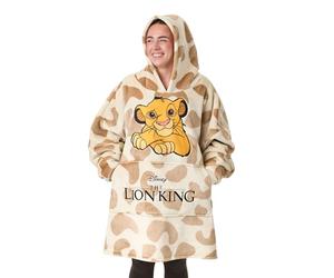Disney Felpa con Cappuccio indossabile da Donna Il Re Leone | Pullover Beige con Cappuccio per Adulti con Ricamo del Personaggio Simba e Stampa di Animali su Tutta la Superficie