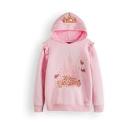 Disney Felpa con Cappuccio per Ragazze Principessa | Felpa con Cappuccio Grafica Rosa per Bambini con Corona 3D | Orlo del Braccio Arricciato Maglione di Abbigliamento The Good Fairies