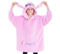Disney Felpa Coperta per Bambini - Felpa Oversize in Pile con Cappuccio Stitch Bambina Ragazze Gadget Regalo Ufficiale (Rosa Angel)