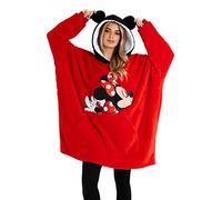 Disney Felpa Donna con Cappuccio, Oversize Blanket Hoodie Calda di Pile Minnie e Mickey (Rosso)