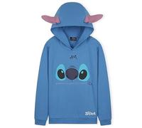 Disney Felpe con Cappuccio per Bambina, Morbida Felpa - Regalo Ragazza (Blu Stitch, 9-10 Anni)