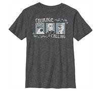 Disney Frozen 2 Courage Woodcut Boy's Crew Tee, Charcoal Heather, Small
