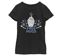 Disney Frozen 2 Free Olaf Hugs Girl's Solid Crew Tee, Black, Large