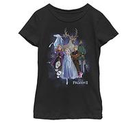 Disney Frozen 2 Group Cloud Girl's Solid Crew Tee, Black, X-Large