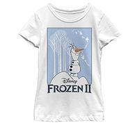 Disney Frozen 2 Olaf Cut Out Girl's Solid Crew Tee, White, X-Large