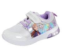 Disney Frozen 2 Scarpe da ginnastica lampeggianti per ragazze, scarpe sportive per bambini Elsa Anna con luci lampeggianti, Argento, 8 UK Child
