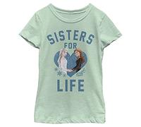 Disney Frozen 2 Sisters for Life Girl's Heather Crew Tee, Mint, Small