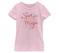 Disney Frozen 2 Spark Your Magic Girl's Solid Crew Tee, Light Pink, Medium