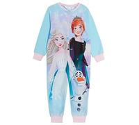Disney Frozen 2 Tutina in Pile per Bambine, Pigiama in Pile Tutto in Uno per Bambini, Elsa e Anna, con Cerniera, Abbigliamento da Casa, Blu, 5-6 Years