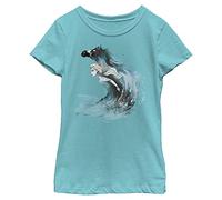 Disney Frozen 2 Watercolor Spirit Girl's Solid Crew Tee, Tahiti Blue, Large
