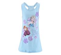 Disney Frozen Abito per Bambine, Vestito in Morbido Cotone Maniche Corte e Motivo Elsa e Anna, Taglia 8 Anni | Blu