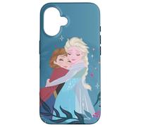 Disney Frozen Anna ed Elsa Sister Hug Slate Blue Custodia per iPhone 16