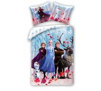 Disney FROZEN Anna Elsa Olaf Sven Kristoff - Set di biancheria da letto - un copripiumino 140x200cm e una federa 70x90cm - 100% cotone - Multicolore