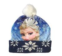 Disney Frozen - Berretto Invernale con PON PON e Corona di Elsa per Bambina (52, Blu Navy)