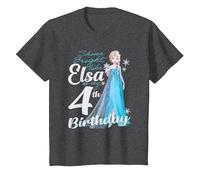 Disney Frozen Bright Like Elsa 4th Birthday Maglietta, Bambini, Grigio Scuro, 12 anni