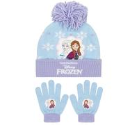 Disney Frozen Capelli E Guanti | Anna E Elsa Beanie E Guanti Invernali | Accessori Di Frozen | Taglia Unica Blu