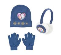 Disney Frozen Cappello, Guanti e Paraorecchie per Ragazze, Berretto Invernale per Bambina Design Scintillante, Regalo per Bambine | Blu