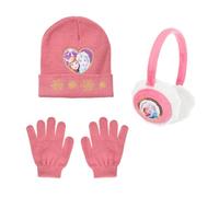 Disney Frozen Cappello, Guanti e Paraorecchie per Ragazze, Berretto Invernale per Bambina Design Scintillante, Regalo per Bambine | Rosa