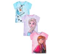 Disney Frozen - Confezione da 3 magliette per bambine Elsa, Anna, Olaf, confezione multipla, rosa, 3-4 Anni
