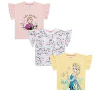 Disney Frozen - Confezione da 3 magliette per ragazze | Anna & Elsa Princess Tees | 100% cotone | maniche corte età 2-10 anni, multicolore, 7-8 Anni