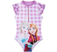 Disney Frozen Costume da Bagno Intero Bambina con Zip Anna e Elsa, Piscina e Mare Estive Essenziale per Le Vacanze (4-5 Anni, Viola Frozen)