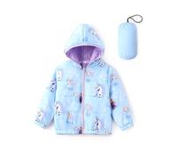 Disney Frozen Elsa Princess Belle Moana Minnie, giacca buffer per bambini, leggera, riponibile, calda, invernale, 2-10 anni, Blu Elsa, 3 anni