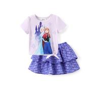 Disney Frozen Elsa Stitch Princess Minnie, vestito da 2 pezzi, maniche a sbuffo, top e gonna scintillante, set di abiti da compleanno 2-9Y, 4-5 Jahre